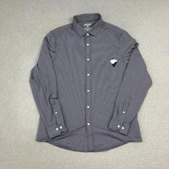 Men's Rhone Commuter Shirt Slim Fit Size XL Black White Gingham - Picture 1 of 8